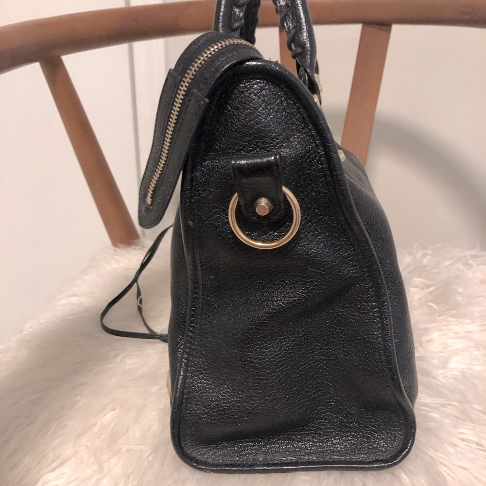 💥 BALENCIAGA City Metallic Edge Black Leather w/ Gold Hardware - Picture 12 of 16